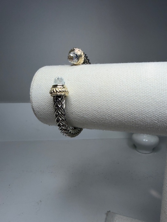 Jewelry - BRIGHTON NEW Silver and Gold Braided Cuff Bracelet with Clear Gem Accents